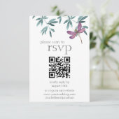 Einfache moderne Dragonfly-Grüne Hochzeit QR-Code RSVP Karte (Stehend Vorderseite)