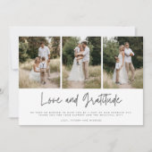 Einfache Moderne Drei-Foto Hochzeit Vielen Dank Dankeskarte (Vorderseite)