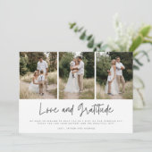Einfache Moderne Drei-Foto Hochzeit Vielen Dank Dankeskarte (Stehend Vorderseite)