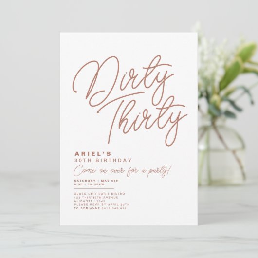 Einfache moderne dreissig Geburtstagsfeier Einladung (Stehend Vorderseite)