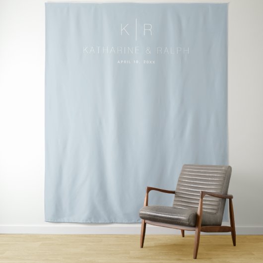 Einfache moderne, dunkelblaue Monogramm-Hochzeitsk Wandteppich (Beispiel)