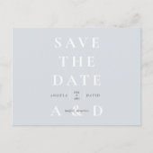 Einfache, moderne, dunkelblaue Monogramm Save the Postkarte (Vorderseite)