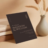 Einfache moderne, dunkelbraune Hochzeit Einladung