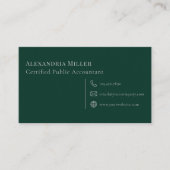 Einfache moderne dunkelgrüne Farbe Visitenkarte (Vorderseite)