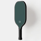 Einfache, moderne dunkelgrüne Monogramm-Initialen Pickleball Schläger (Links)