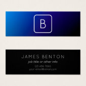 Einfache moderne dunkle blaue Ombre Gradient & Mon (Vorne & Hinten)