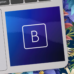 Einfache moderne dunkle blaue Ombre Gradient & Mon Aufkleber