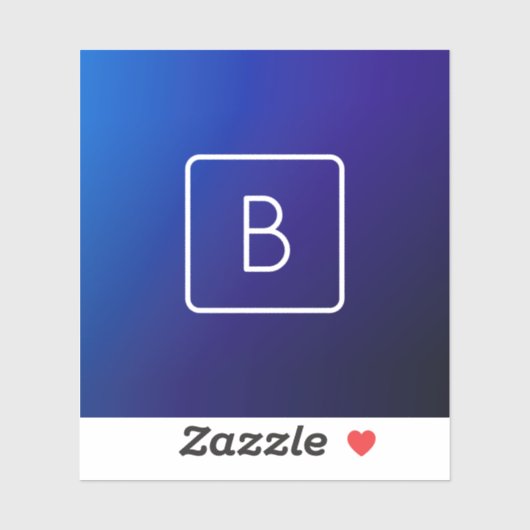 Einfache moderne dunkle blaue Ombre Gradient & Mon Aufkleber (Blatt)