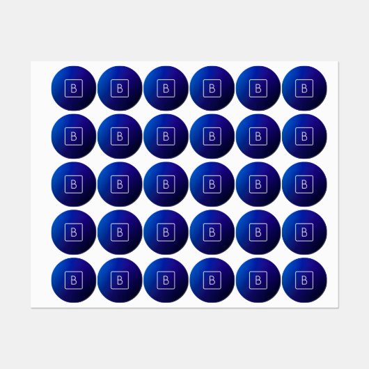 Einfache moderne dunkle blaue Ombre Gradient & Mon Etiketten (Blatt)