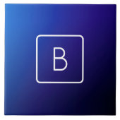 Einfache moderne dunkle blaue Ombre Gradient & Mon Fliese (Vorderseite)