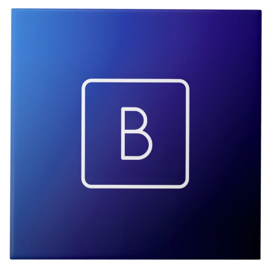 Einfache moderne dunkle blaue Ombre Gradient & Mon Fliese (Vorderseite)