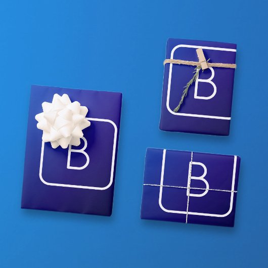 Einfache moderne dunkle blaue Ombre Gradient & Mon Geschenkpapier Set