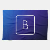 Einfache moderne dunkle blaue Ombre Gradient & Mon Geschirrtuch (Horizontal)