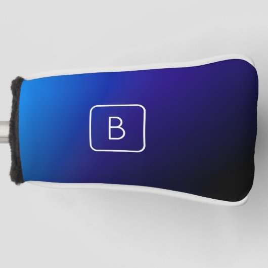 Einfache moderne dunkle blaue Ombre Gradient & Mon Golf Headcover (Vorderseite)