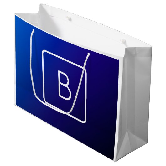 Einfache moderne dunkle blaue Ombre Gradient & Mon Große Geschenktüte (Vorderseite Schrägansicht)