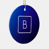 Einfache moderne dunkle blaue Ombre Gradient & Mon Keramik Ornament (Rechts)