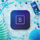 Einfache moderne dunkle blaue Ombre Gradient & Mon Pappteller (Party)