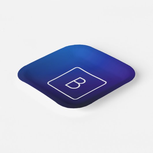 Einfache moderne dunkle blaue Ombre Gradient & Mon Pappteller (Gewinkelt)