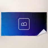 Einfache moderne dunkle blaue Ombre Gradient & Mon Strandtuch (Vorderseite)