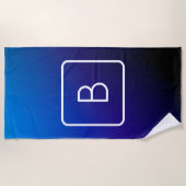 Einfache moderne dunkle blaue Ombre Gradient & Mon Strandtuch (Vorderseite)