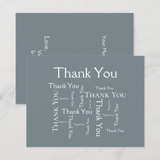 Einfache moderne dunkle graue Typografie Danke Kar (Vorne/Hinten)