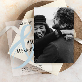 Einfache moderne DUSTY BLAU Foto Underlay Wedding Save The Date