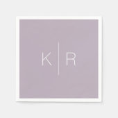 Einfache moderne Dusty Lilac Monogram Wedding Napk Serviette (Vorderseite)