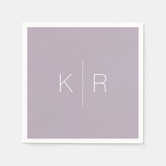 Einfache moderne Dusty Lilac Monogram Wedding Napk Serviette (Vorderseite)