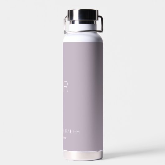 Einfache moderne Dusty Lilac Monogram Wedding Trinkflasche (Rückseite)