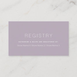 Einfache moderne Dusty Lilac Wedding Gift Registry Begleitkarte