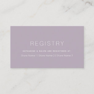 Einfache moderne Dusty Lilac Wedding Gift Registry Begleitkarte