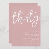 Einfache moderne Dusty Rose 30. Geburtstag Einladung (Vorne/Hinten)