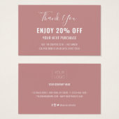 Einfache moderne Dusty Rose Discount Coupon Card (Vorne & Hinten)