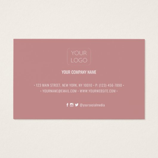 Einfache moderne Dusty Rose Discount Coupon Card (Rückseite)