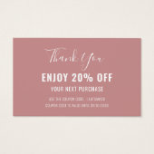 Einfache moderne Dusty Rose Discount Coupon Card (Vorderseite)