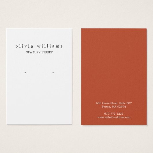 Einfache, moderne Earring Display Card (Vorne & Hinten)