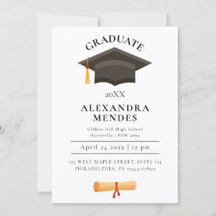 Einfache moderne, einfache Gold-Script-Graduierung Einladung