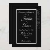Einfache moderne Einladung Schwarz (Vorne/Hinten)
