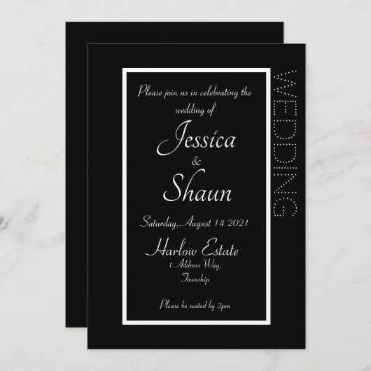 Einfache moderne Einladung Schwarz (Vorne/Hinten)