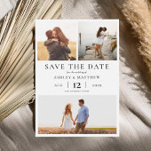 Einfache moderne Elegant 3 Foto Collage Hochzeit Save The Date