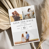 Einfache moderne Elegant 3 Foto Collage Hochzeit Save The Date