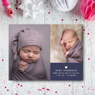 Einfache moderne Elegant Baby Boy Foto Collage Geb Ankündigungspostkarte