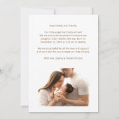 Einfache moderne Elegant Brown Script Baby Girl Bi Ankündigung (Rückseite)