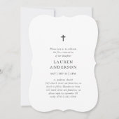 Einfache moderne Elegant Chic Cross First Communit Einladung (Vorderseite)