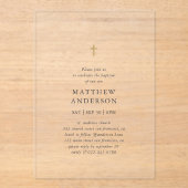 Einfache moderne Elegant Cross Baby Boy Taufe Acryleinladungen (Vorderseite)