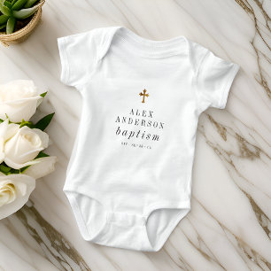 Einfache moderne Elegant Cross Baby Taufe Baby Strampler
