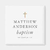 Einfache moderne Elegant Cross Baby Taufe Magnet (Vorne)