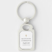 Einfache moderne Elegant Cross Baby Taufe Schlüsselanhänger (Vorderseite)