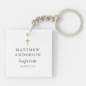 Einfache moderne Elegant Cross Baby Taufe Schlüsselanhänger (Rückseite)