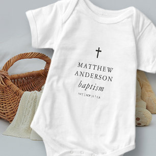 Einfache moderne Elegant Cross Baby Taufe Strampler